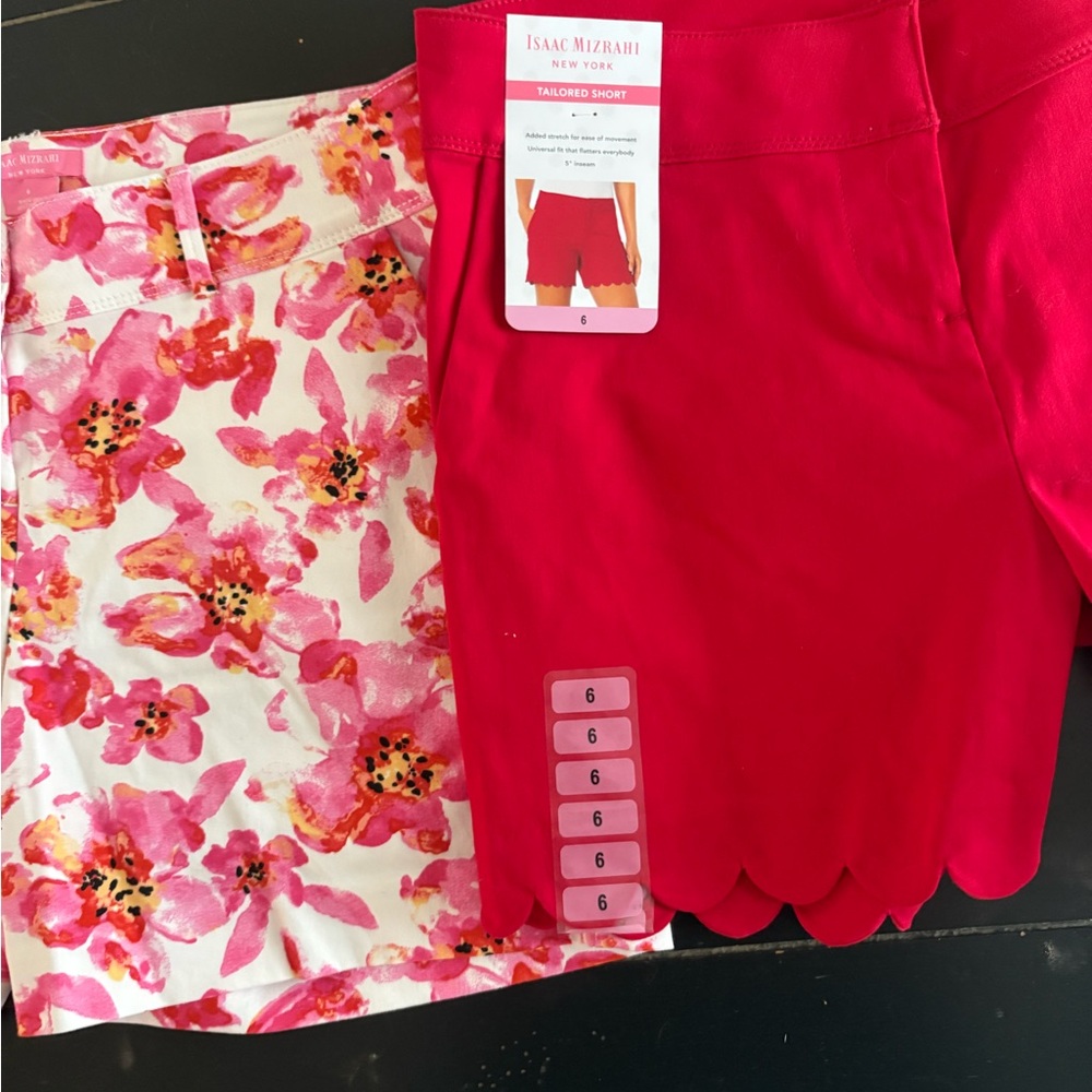 Isaac Mizrahi Red, pink and Floral Shorts Combo